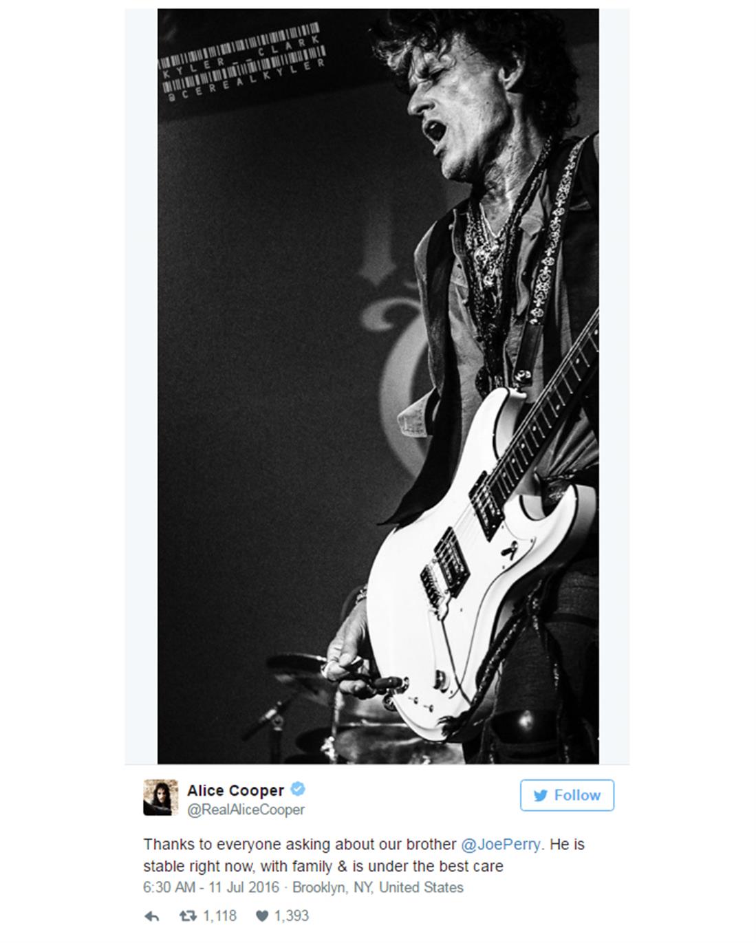 Alice Cooper - tweet - Joe Perry