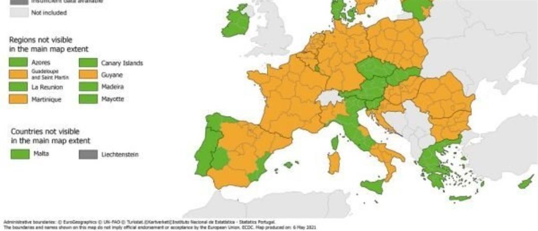Κορονοϊός - Χάρτης ECDC: “Πράσινη” η Ελλάδα στον δείκτη θετικότητας 