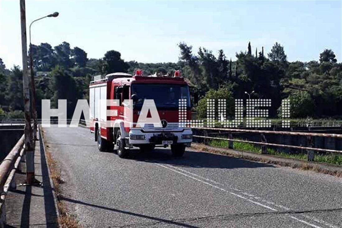 Φλόκα - Πυροσβεστική - ψαράς - εγκλωβισμός - ποταμός Αλφειός