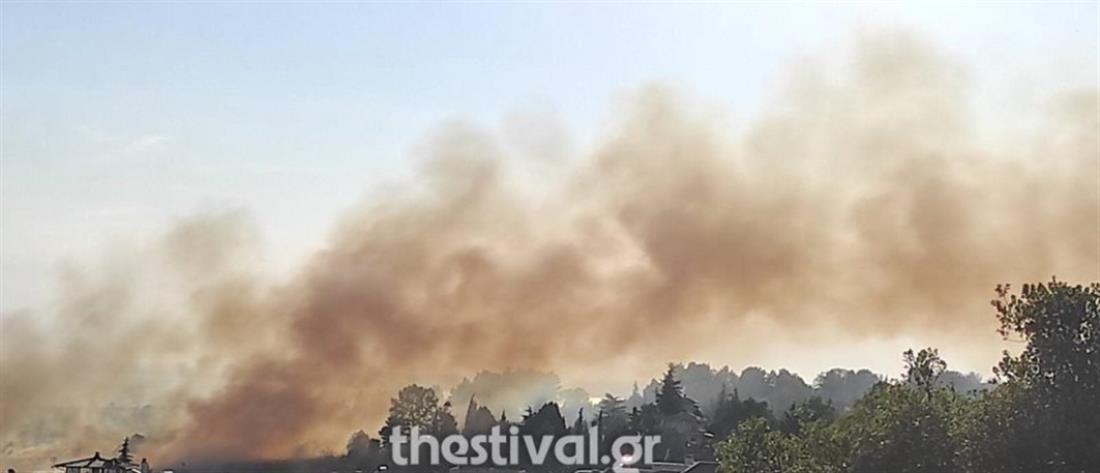 Θεσσαλονίκη: Φωτιά κοντά σε κατοικημένη περιοχή (εικόνες)
