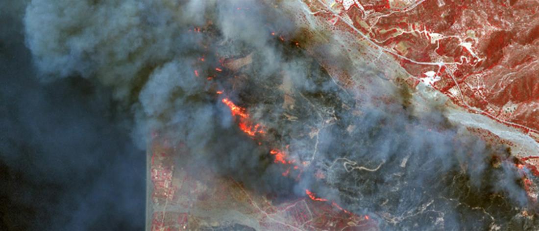 Ρόδος - δορυφορικές εικόνες - πυρκαγιά