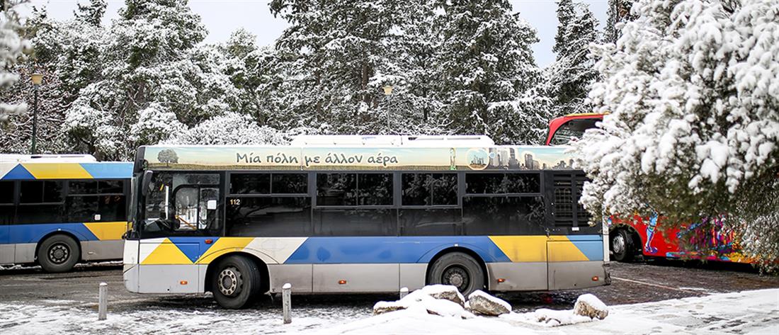 Λεωφορείο - χιόνια - Αθήνα
