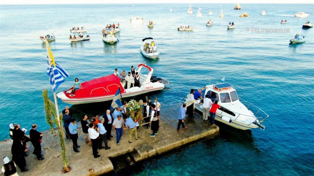 Χίος - εικόνα Αγίου Αιμιλιανού - βάρκες