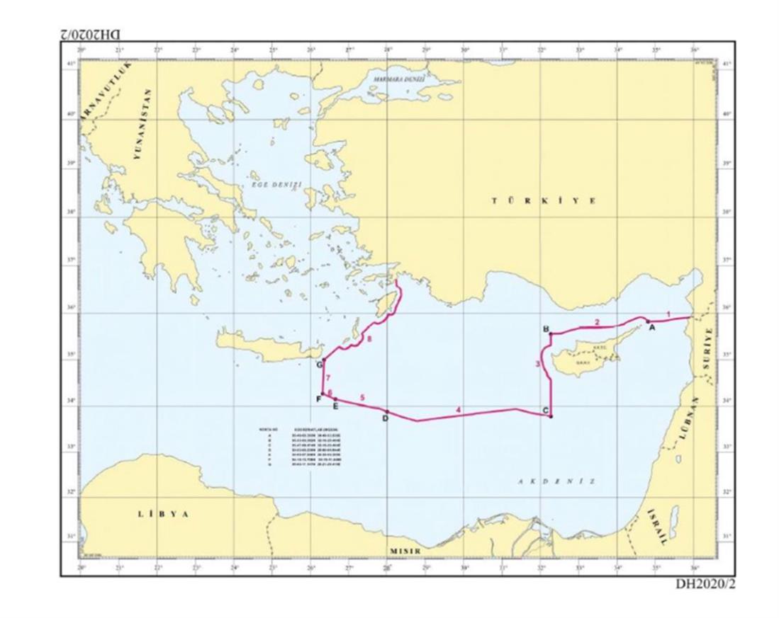 Χάρτες - τουρκικές προκλήσεις - διεκδικήσεις - Τουρκία - Μεσόγειος