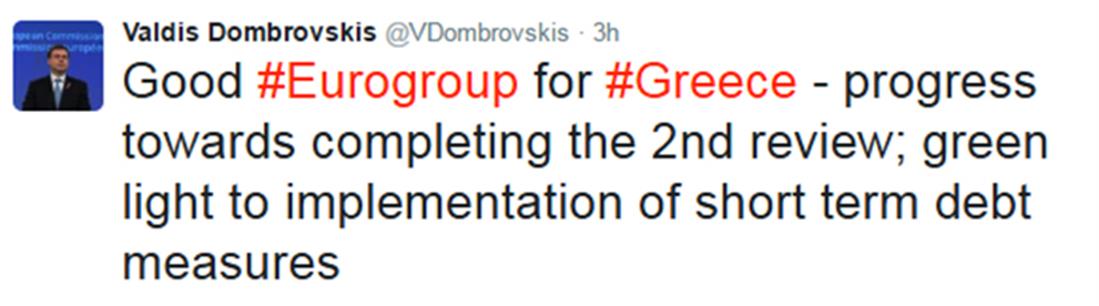 Ντομπρόβσκις - tweet - Eurogroup - Ελλάδα