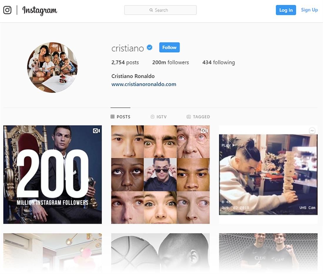 Ρονάλντο - 200 εκατομμύρια ακολούθους - instagram