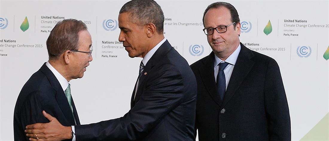 AP - COP21 - Παρίσι - Σύνοδος - Κλίμα - Κλιματική Αλλαγή - ΟΗΕ - υποδοχή - Φρανσουά Ολάντ - Μπάρακ Ομπάμα