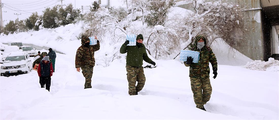 Χιόνια - Αττική Οδός - Στρατός - βοήθεια