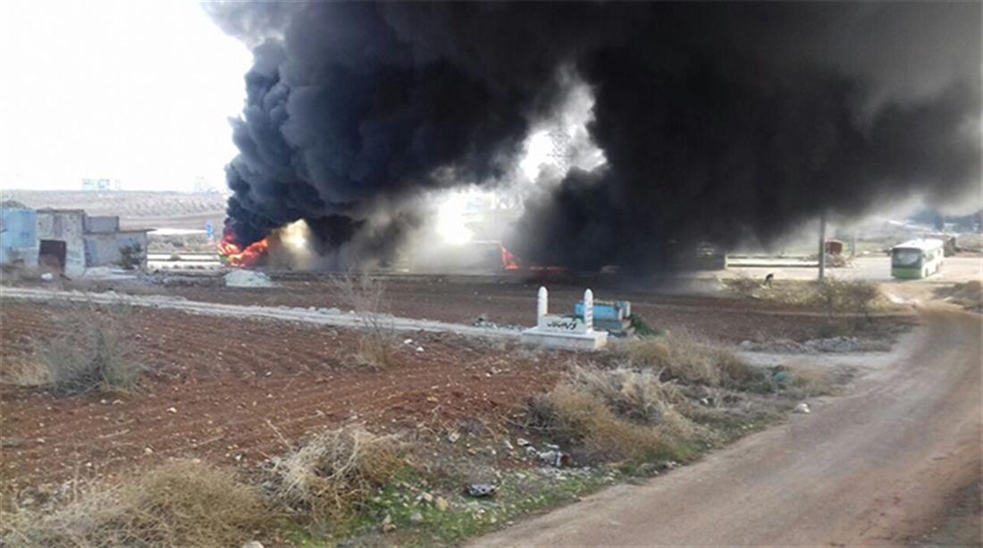 Χαλέπι - εκκένωση - λεωφορεία - φωτιά