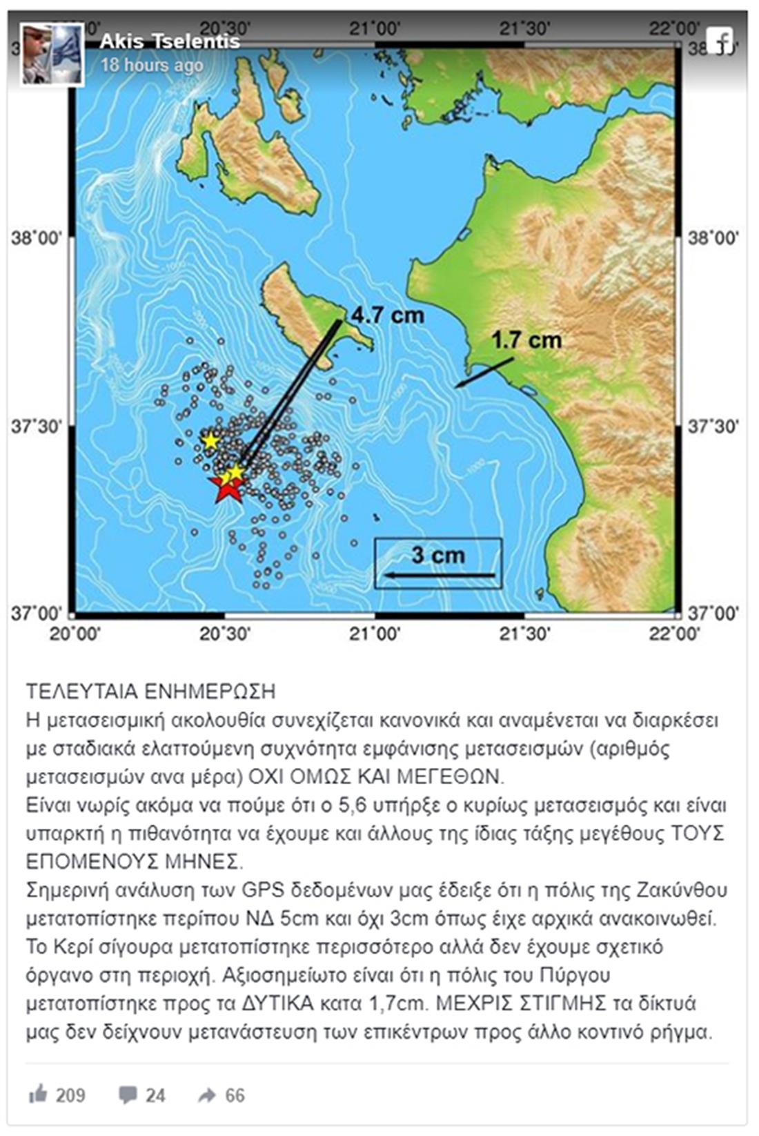 Τσελέντης - ανάρτηση - σεισμός Ζάκυνθος