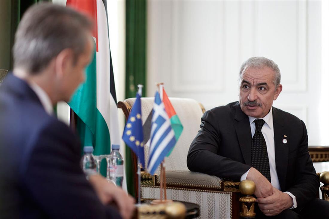 Κυριάκος Μητσοτάκης - Mohammad Ibrahim Shtayyeh - Πρωθυπουργός Παλαιστινιακής Αρχής
