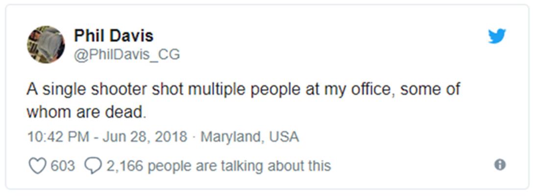 Πυροβολισμοί - Μέριλαντ - tweets
