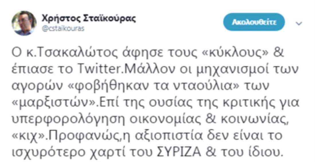 Tweet - Τσακαλώτος - Moody - αναβάθμιση