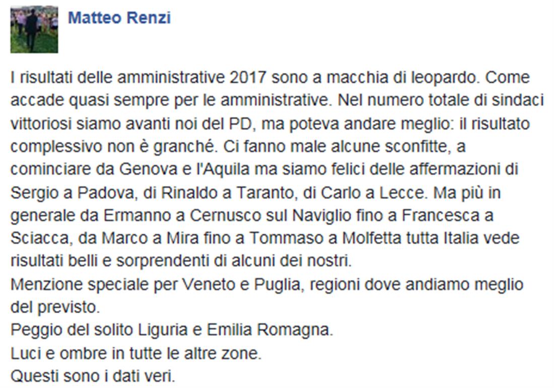 Ματέο Ρέντσι - Facebook - εκλογές