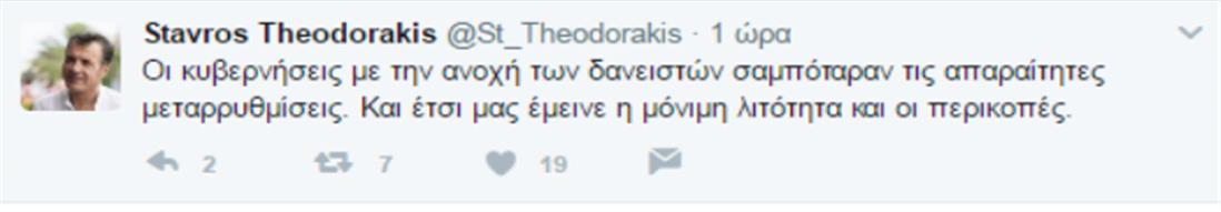 Θεοδωράκης - Tweet - Μεταρρυθμίσεις