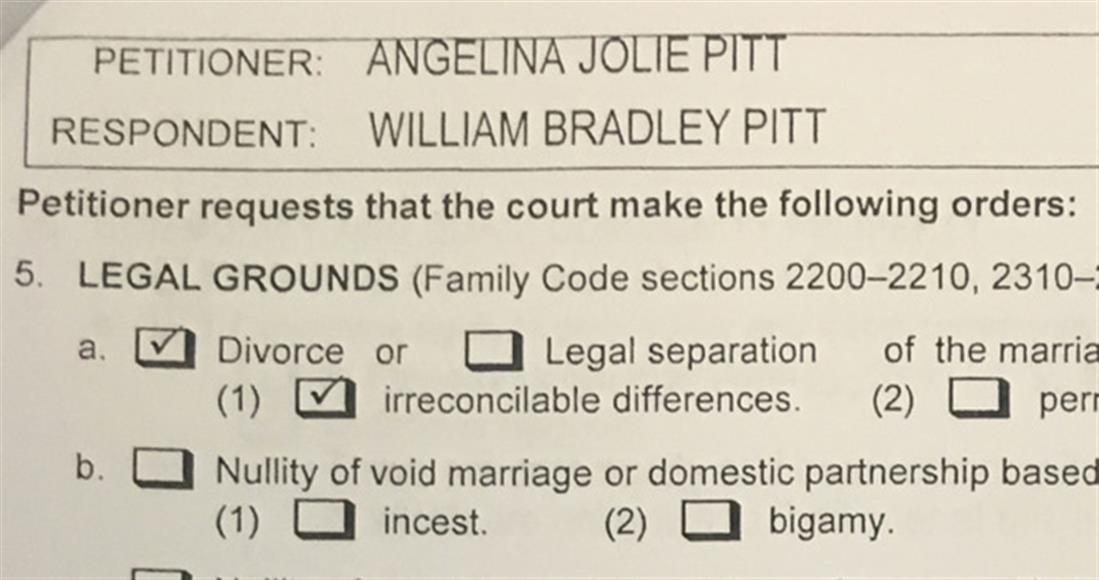 Μπραντ Πιτ - Αντζελίνα Τζολί - αίτηση διαζυγίου - χωρισμός