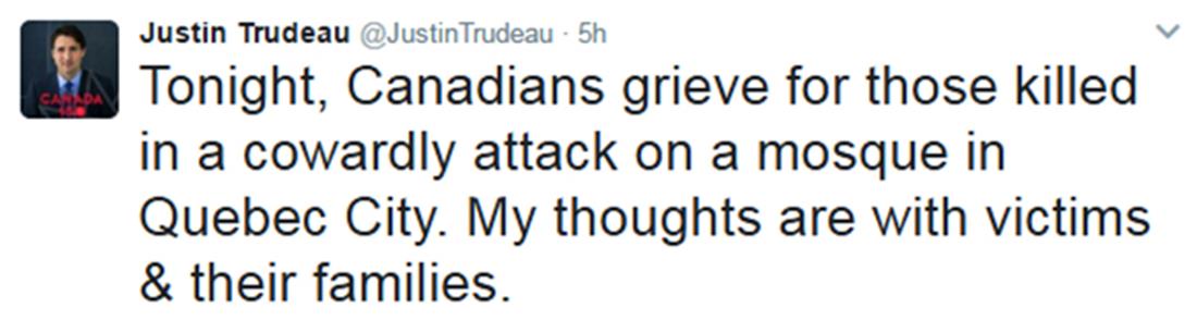 JustinTrudeau - Καναδός πρωθυπουργός - επίθεση - tweet