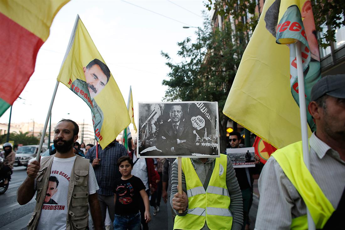 Κούρδοι - πορεία - διαμαρτυρία - Τουρκικη εισβολή - Συρία