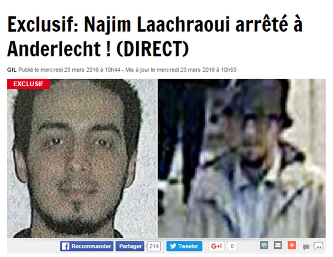Βρυξέλλες - Άντερλεχτ - Najim Laachraoui  - σύλληψη - DH.be - δημοσίευμα