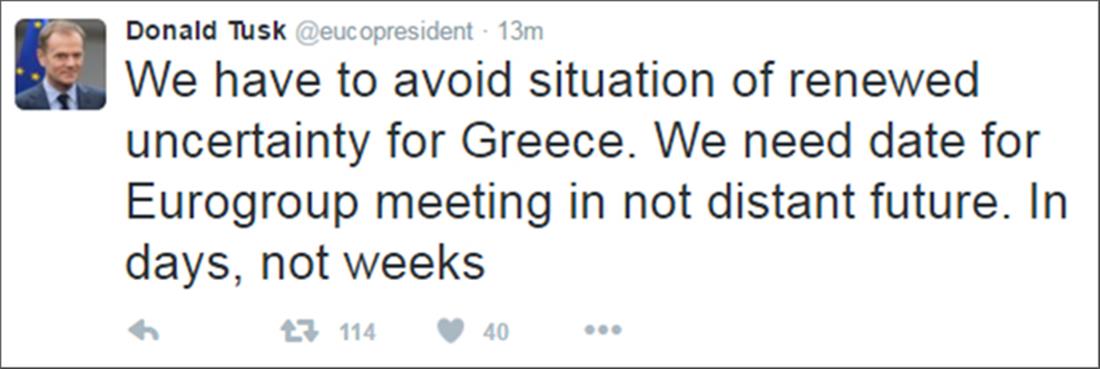 Ντοναλτ Τουσκ -  tweet - Eurogroup