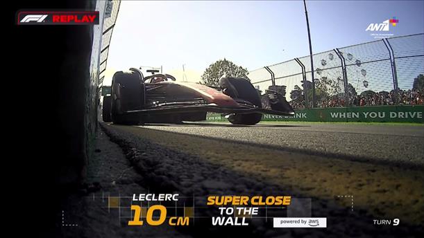 Πέρασε πολύ κοντά από τον τοίχο ο Leclerc στη στροφή 9