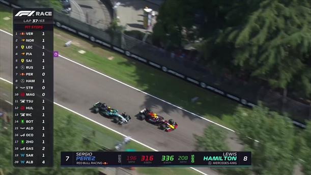 Η προσπέραση του Hamilton στον Perez στον 37ο γύρο