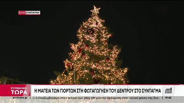Σύνταγμα: Φωταγωγήθηκε το Χριστουγεννιάτικο Δέντρο του Δήμου Αθηναίων

