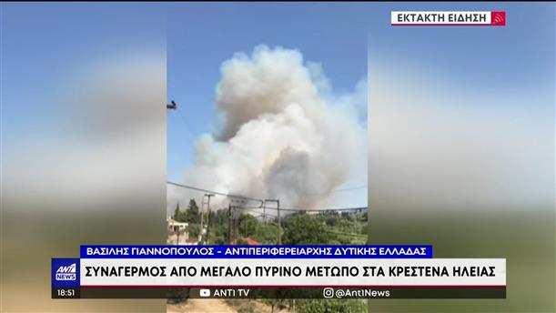 Αντιπεριφερειάρχης δυτικής Ελλάδας στον ΑΝΤ1: Η φωτιά ξέφυγε από τα Κρέστενα 

